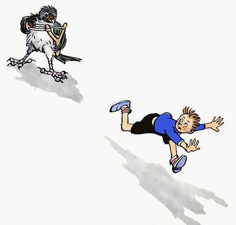 воробей стреляет из рогатки по мальчику