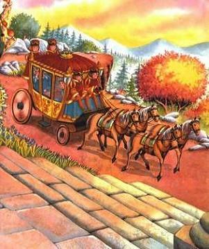 карета короля подежает к замку