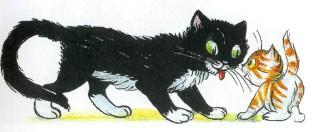 Сказка: Котенок который забыл как просить есть (иллюстрации: Сутеев В.) котенок и черный кот