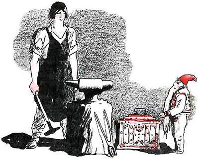 Кованый сундук гном и кузнец