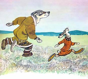 волк и заяц бегут на перегонки