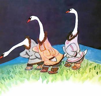 Куличок и и ворон Куркыль (чукотская сказка) Лебеди