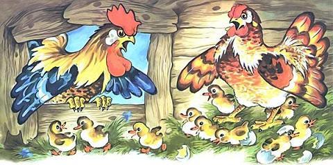 Курочка Ряба и десять утят - стих Курочка Ряба и десять утят и петух