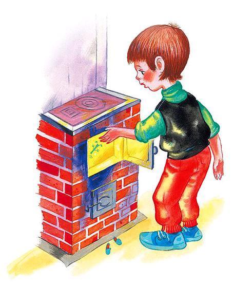 мальчик перед камином