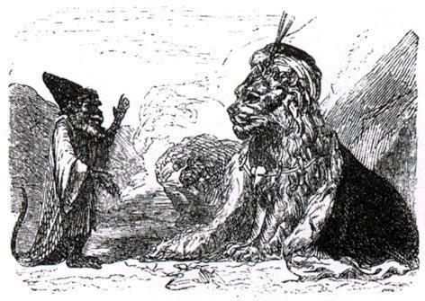 Лев, обезьяна и два осла