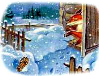 лисонька ночью встала и выбросила свой лапоть в окно