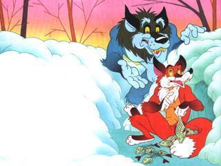 Лиса и волк рыба