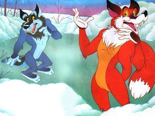 Лиса и волк у проруби