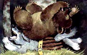 Лиса именинница (сказка) медведь упал на волка