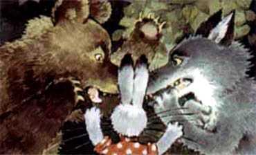 Лиса именинница (сказка) медведь волк и заяц переговариваются