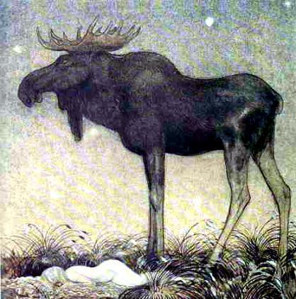 Лось Скакун Длинные Ноги и принцесса Былинка (сказка) Наступает тёмная ночь, в небе сверкают звёзды