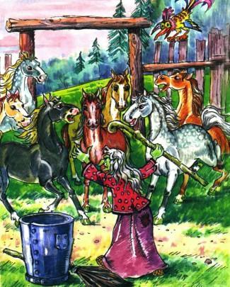 русская народная сказка: Марья моревна Баба яга и ее  лошади