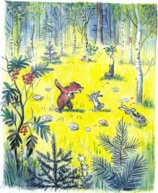 медвежонок зайцы лес поляна