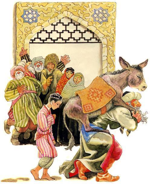 Мельник, мальчик и осел (стих) Мельник тащит осла на себе