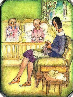 Мэри Поппинс с Вишнёвой улицы (сказка-повесть) Мэри Поппинс вяжет и близнецы в кроватках