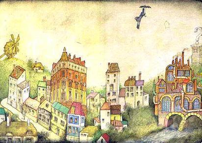 Мэри Поппинс с Вишнёвой улицы (сказка-повесть) Мэри Поппинс летит на зонтике над городом