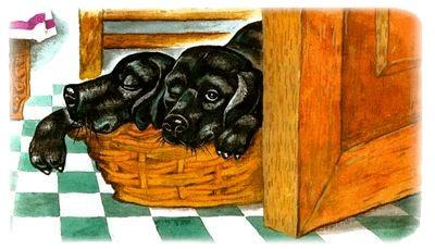 щенки в корзине