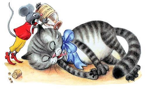 Мышонок Мыцик дает валерьянку коту