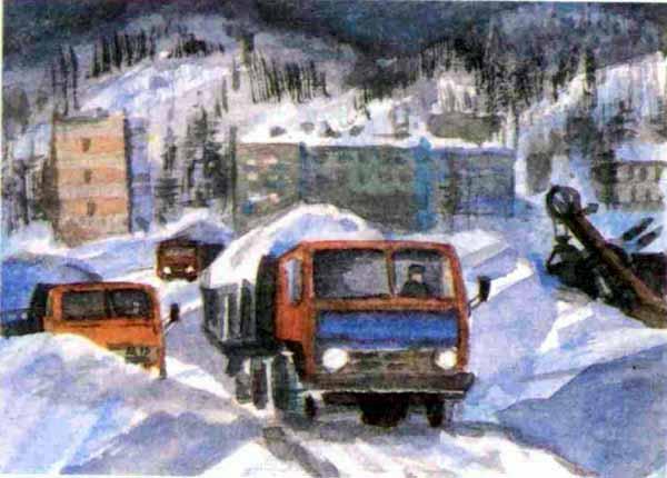 грузовики вывозят снег