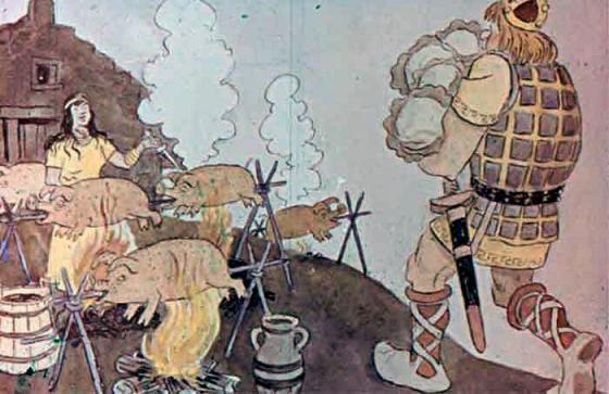 Мудрая Унах жарит поросят на огне