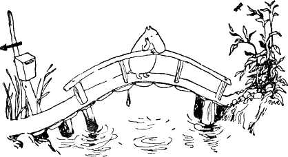 Муми-тролль на мостике над речкой