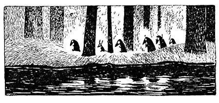 Муми-тролль и волшебная зима (сказка-повесть) Таинственные существа  в лесу вдоль берега