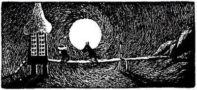 Муми-тролль и волшебная зима (сказка-повесть) Муми-тролль и малышка Мю идут по мостику в ночи