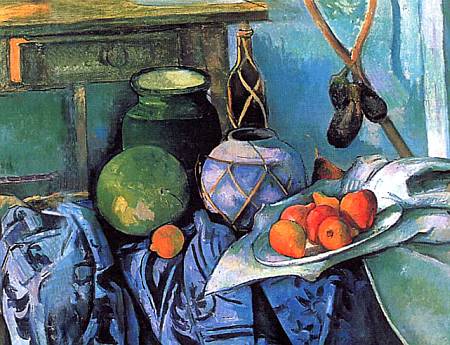 Эта картина Поля Сезанна «Натюрморт с баклажанами» из Метрополитен-музея.