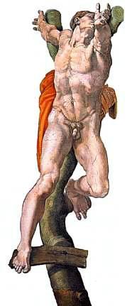 Своды прославленной Сикстинской капеллы в Ватикане расписал в 1508–1512 гг. Микеланджело. Это лишь один из фрагментов художественной композиции на библейские темы, а общая ее площадь — около 520 м2
