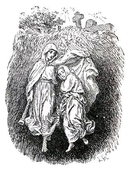 женщина спускается в могилу