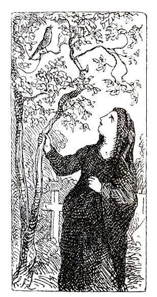 женщина  и птичка на дереве