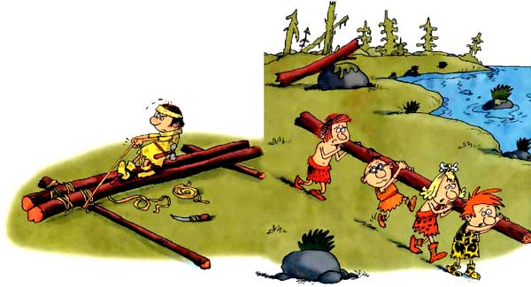 Неандертальцы строят плот