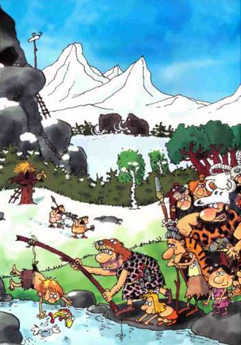 Неандертальский мальчик ловит рыбу