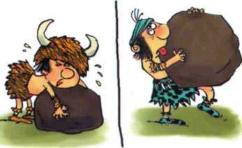 Неандертальский мальчик в школе и дома Неандерталец тащит камень глыбу