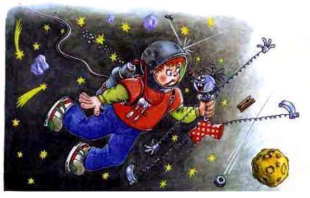 Непоседа, Мякиш и Нетак (повесть) юный космонавт в открытом космосе