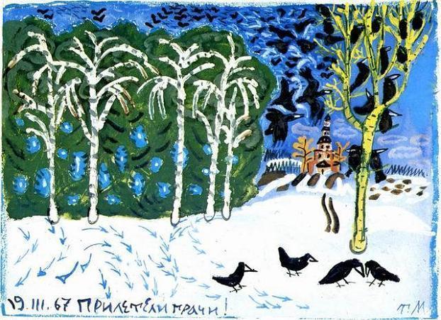 грачи нследили на снегу