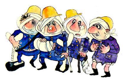 Незнайка на Луне (роман-сказка) Полицейские побитые и перевязанные бинтами