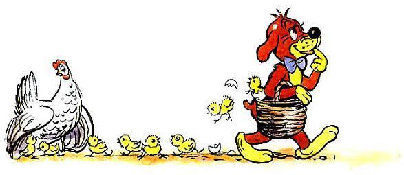 Новые приключения Пифа (сказка) Пиф нес корзинку цыплята