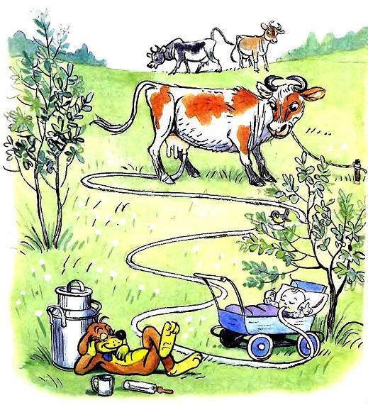 Пиф напоил малыша молоком прямо от коровы