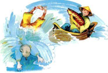 Вьетнамская народная сказка: Обманутый богач богач упал в воду с лодки