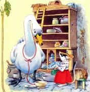 лебедь дома у мышки