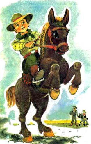 Тим верхом на механическом муле