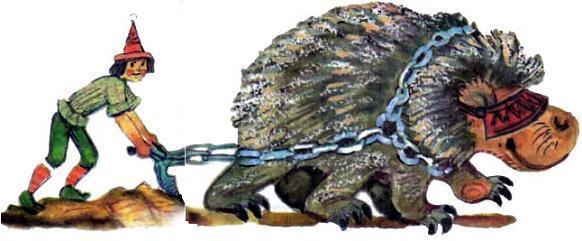 рудокоп пашет землю на шестилапом с завязанными глазами