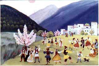 люди сложили дома и засеяли поля