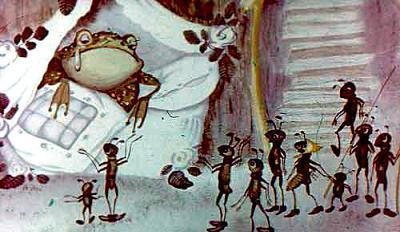 лягушка проснулась вокруг муравьи