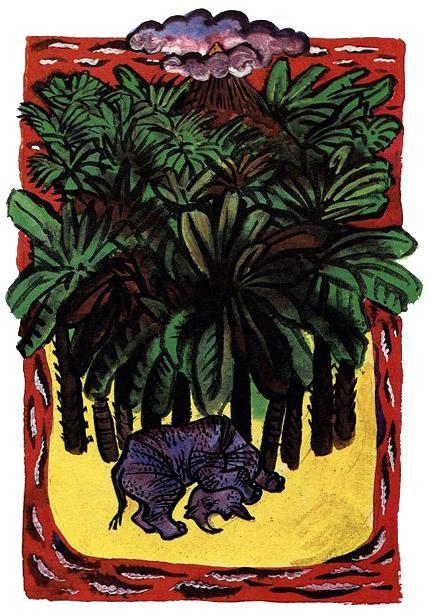 И ткнул Носорог его печку носом, и печка перевернулась вверх дном носорог