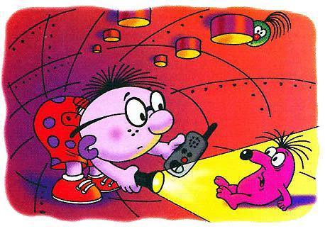 Петька-микроб нашел частицу с фонариком