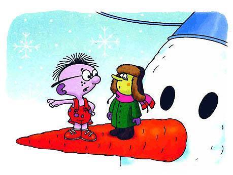Петька-микроб и Ангинка на носу снеговика