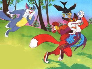 Петушок - золотой гребешок (сказка) Кот и дрозд бросились в погоню и отняли у лисы петушка