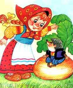 Пых (сказка) Алёнушка, наклонилась ближе и видит: лежит на грядке колючий колобок еж